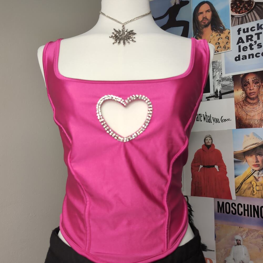 Heart Cut Out Corset Tank Top